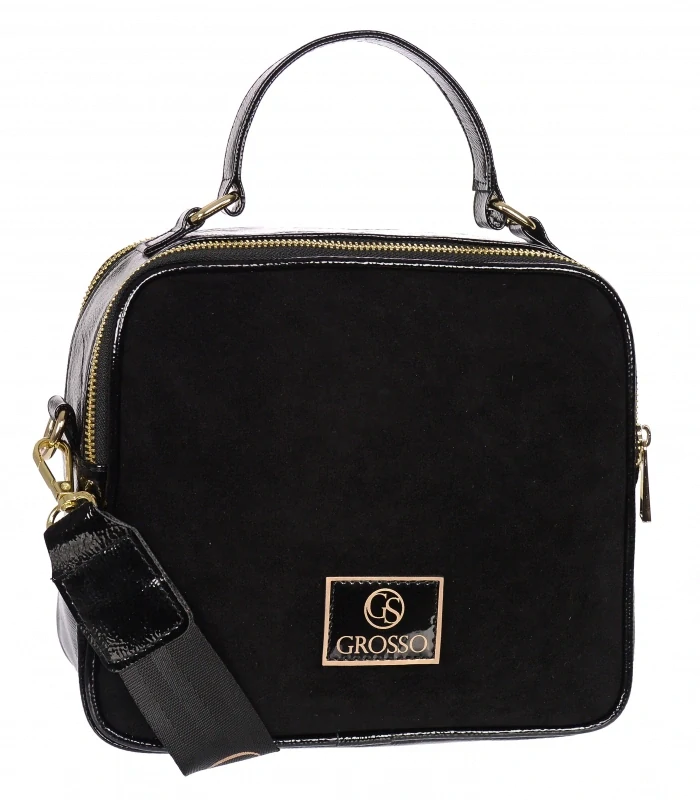Čierna crossbody kabelka so zlatými aplikáciami s rúčkou GROSSO 24x22x10
