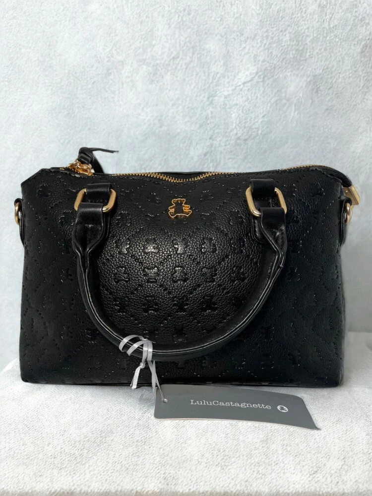Čierna macíková crossbody kabelka Lulu Castagnette s rúčkami 28x18x11