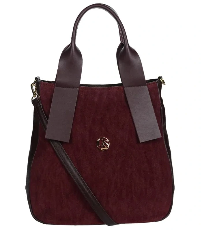 Veľká bordová elegantná kabelka s ramienkom Grosso 34x32x14