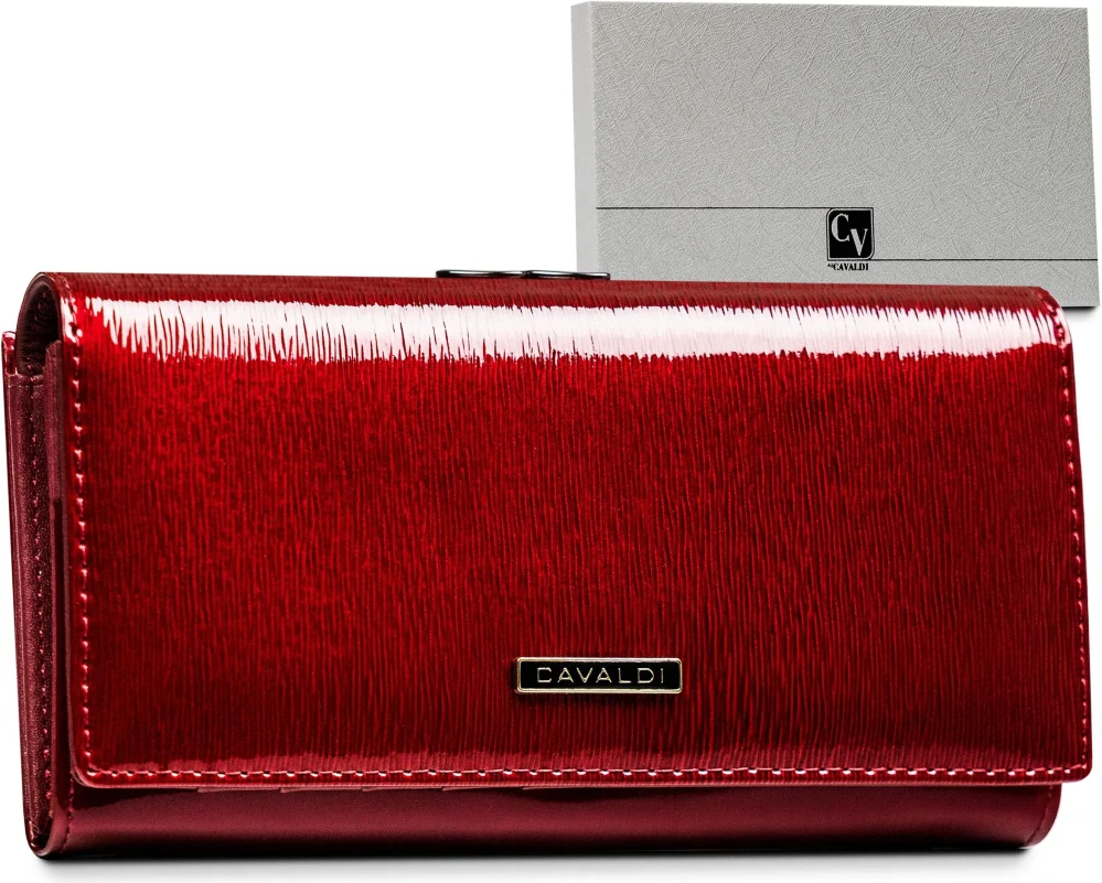 Dámska červená lakovaná elegantná peňaženka Cavaldi 19x10x3