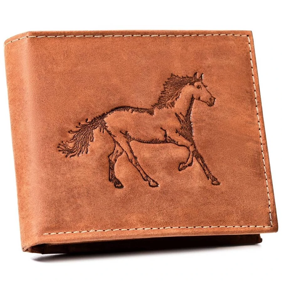 Pánska kožená svetlohnedá peňaženka s koňom Horse cognac 12.5x10x3