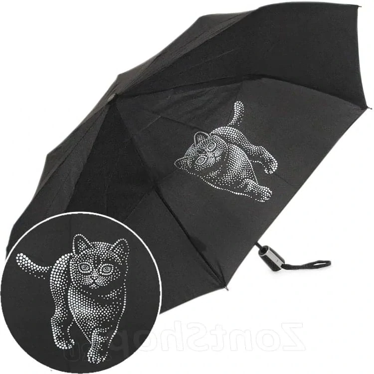 Fiber Magic Cats - dámsky plne automatický dáždnik Doppler s mačkou čierny 28cm
