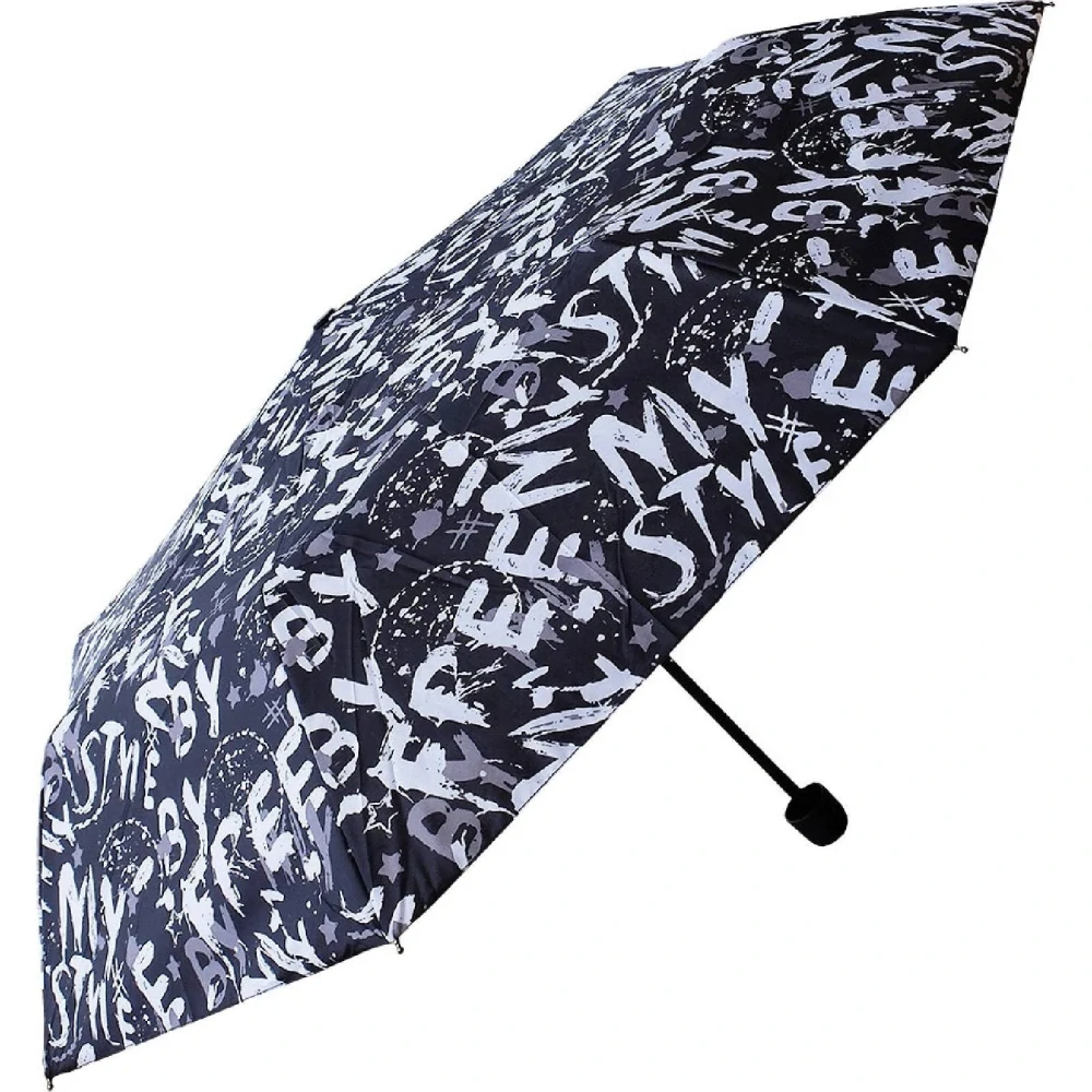 Hit Mini Graffiti Čierno-biely skladací dáždnik Derby 24cm