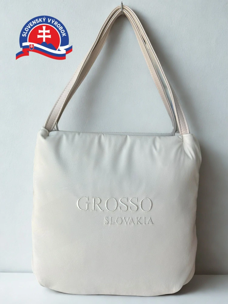 Veľká mäkká béžová crossbody kabelka s rúčkami na plece Grosso Slovakia 36x32x16