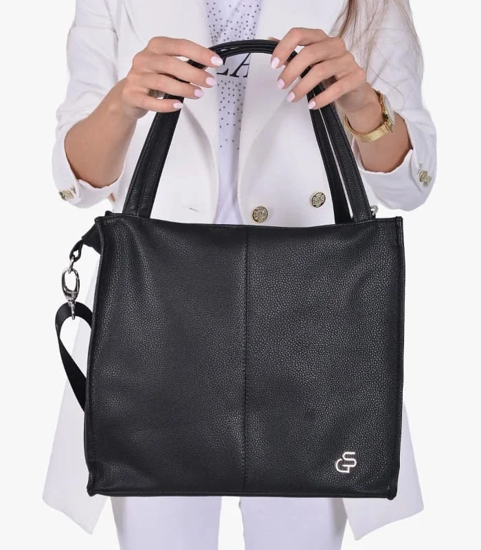 Veľká mäkká čierna crossbody kabelka s rúčkami na plece Grosso 36x32x12