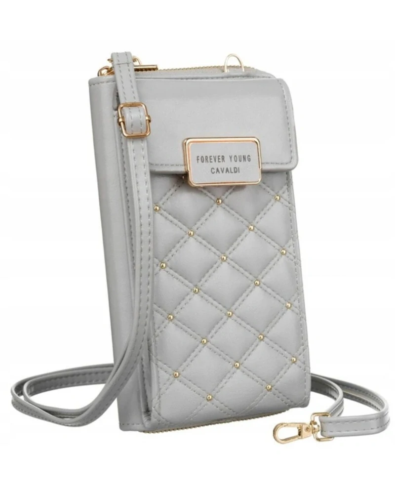Šedá elegantná crossbody kabelka/peňaženka Cavaldi s remienkom 20x11x4.5