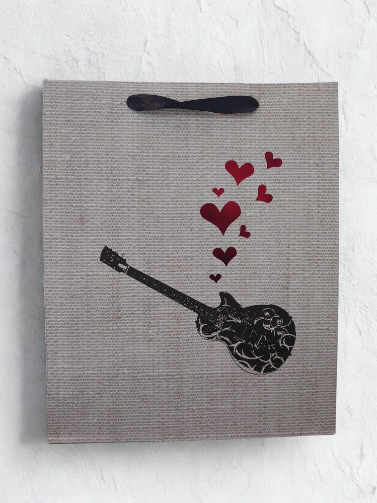 Darčeková taška srdiečková s gitarou 32x26x12