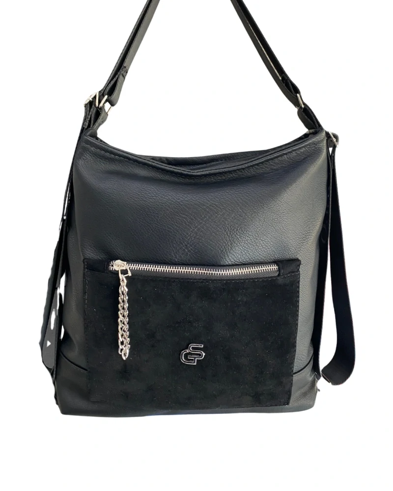 Veľký čierny dámsky kabelko-ruksak 2v1 Grosso GS 35x33x11 cm