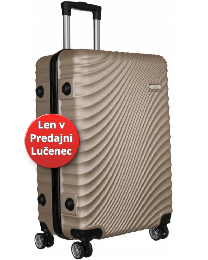 🧳 Veľký zlatý cestovný kufor Peterson s vlnkovým vzorom z polykarbonátu / ABS – veľkosť L (Len na predajni)