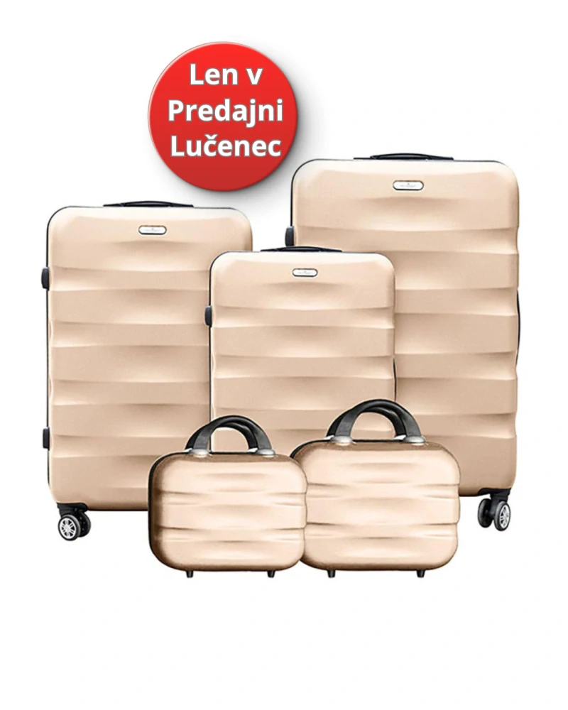 🧳 Luxusná zlatá 5-dielna sada cestovných kufrov a kufríkov Peterson z polykarbonátu ABS (Len na predajni)