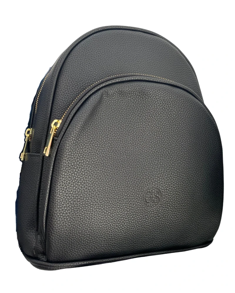 🎒 Čierny batoh GROSSO s kapsou so zlatým zipsom a vyrazeným logom 32x25x13 cm