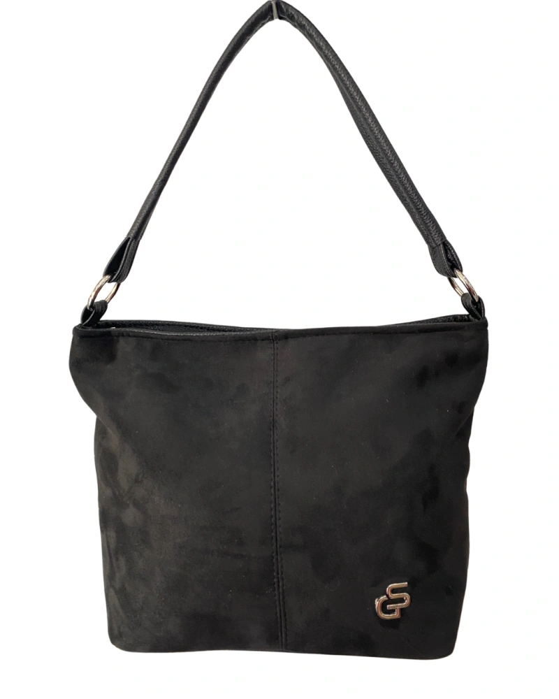 👜 Stredná mäkká čierna crossbody kabelka s rúčkou na plece Grosso 34x24x12 cm