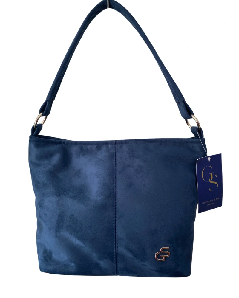 👜 Stredná mäkká modrá crossbody kabelka s rúčkou na plece Grosso 34x24x12 cm