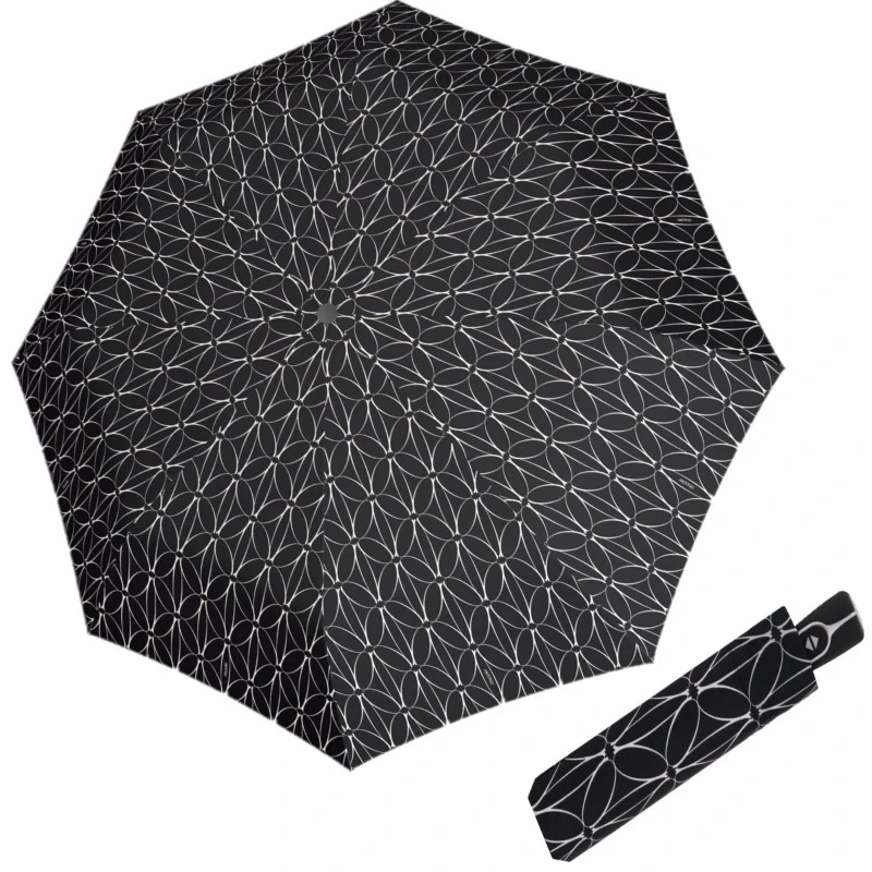 Fiber Magic Black&White Rings - dámsky plne automatický dáždnik Doppler čierny 28cm