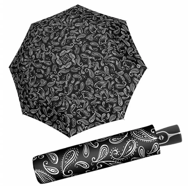 Fiber Magic Black&White - dámsky plne automatický dáždnik Doppler čierny 28cm