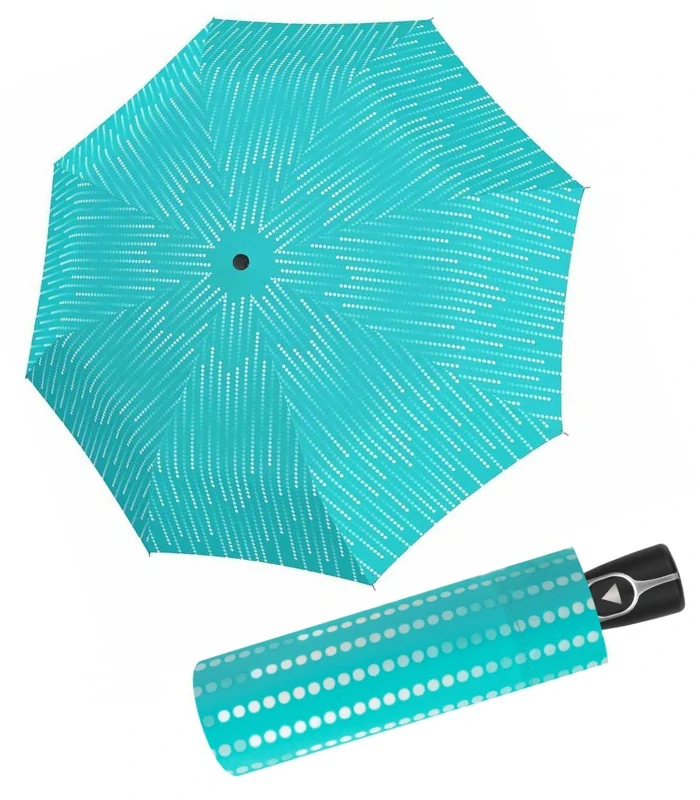 Fiber AC Glamour - vystreľovací dáždnik Doppler svetlomodrý bodkovaný 28cm
