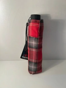 Havanna Uni Karo - dámsky skladací dáždnik Doppler červený károvaný 22cm
