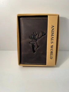 Pánska kožená tmavohnedá peňaženka s jeleňom Deer brown na výšku 13x10x2.5