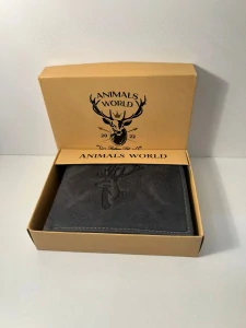 Pánska kožená tmavošedá/čierna peňaženka s jeleňom Deer black 12.5x10x3