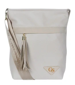 Béžová crossbody kabelka s ozdobným strapcom a remienkom Grosso 28x24x10