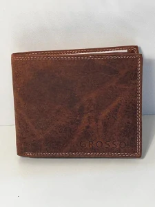 Pánska kožená hnedá peňaženka s ochranou osobných údajov na šírku Grosso 13x10x3