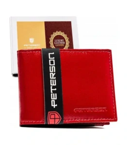 Malá dámska červená kožená peňaženka Peterson 10x8x3