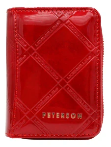 Malá dámska červená lakovaná kožená peňaženka so vzorom Peterson 10x7x3