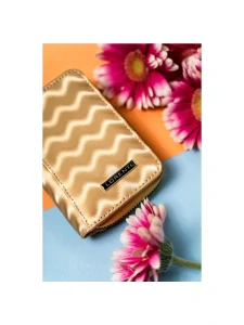 Malá dámska zlatá vzorovaná kožená peňaženka Lorenti 10x7x3