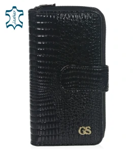 Dámska čierna lakovaná peňaženka GROSSO Black 20x10x3