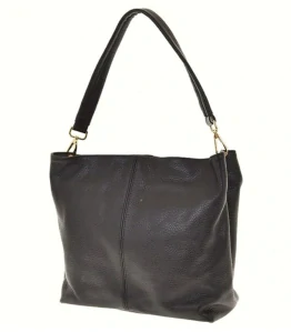 Veľká čierna jednoduchá elegantná kožená kabelka Laura Biaggi 35x28x14