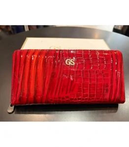 Dámska červená vzorovaná lakovaná peňaženka so zipsom Grosso 20x10x3