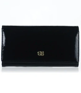 Dámska elegantná čierna kožená lakovaná peňaženka GROSSO 20x10x3