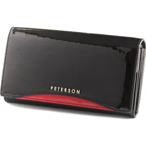 Dámska elegantná čierna kožená lakovaná peňaženka Peterson 20x10x3