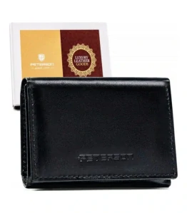 Malá dámska čierna kožená peňaženka Peterson 9x7x2