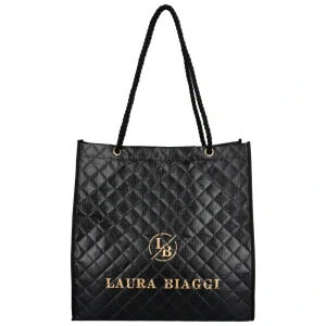 Veľká čierna jednoduchá elegantná nákupná taška shopper bag Laura Biaggi 42x41x15