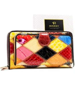 Dámska kožená vzorovaná farebná lakovaná peňaženka Rovicky 20x11x4