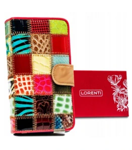 Dámska kožená vzorovaná farebná lakovaná peňaženka Lorenti 19x10x4