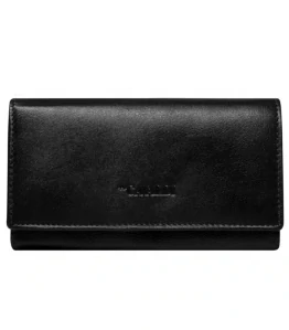 Dámska čierna kožená elegantná peňaženka s nápisom Grosso 17x9x3