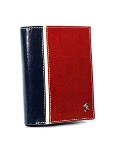 Pánska modro-červená kožená peňaženka na výšku bez pracky Rovicky 13x10x2
