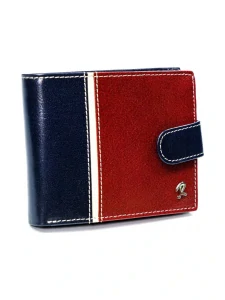 Pánska modro-červená kožená peňaženka na šírku s prackou Rovicky 12x9x2