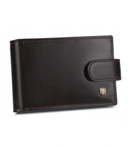 Tmavohnedé malé kožené puzdro na karty s prackou Rovicky 11x7x1,5