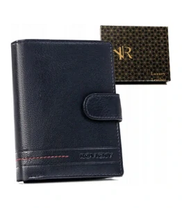 Pánska navy modrá kožená peňaženka na výšku s prackou Rovicky 13x10x2,5