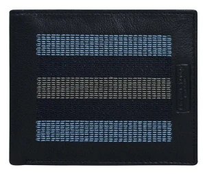 Čierna pánska kožená peňaženka s modrými pruhmi Forever Young by Cavaldi 12x10x3
