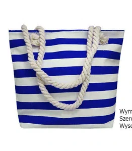 Plážová taška s kapsičkou na zips pruhovaná modro-biela 36x31x11