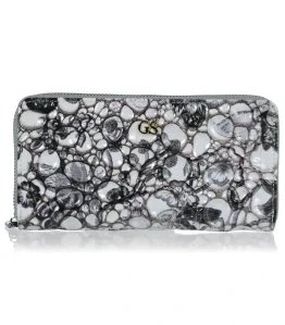 Dámska kvetovaná čierno-biela peňaženka so zipsovým zapínaním Grosso 20x10x3