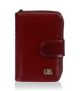 Dámska červená lakovaná kožená elegantná peňaženka so vzorom Grosso 13x9x3