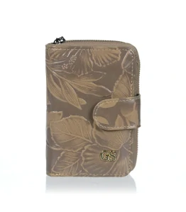 Dámska hnedá kožená elegantná peňaženka so vzorom na zips Grosso 13x9x3