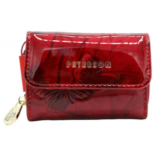 Mini dámska červená lakovaná kožená peňaženka s motýľmi Peterson 9x6x3