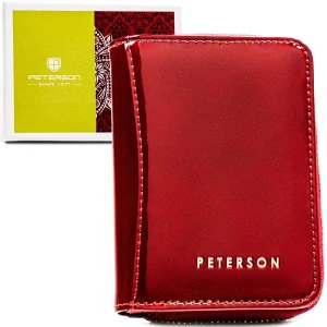 Malá dámska červená lakovaná kožená peňaženka Peterson 10x7x3