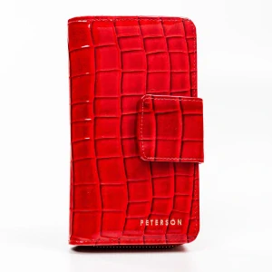 Dámska červená lakovaná peňaženka na zips s prackou Peterson 16x9x4